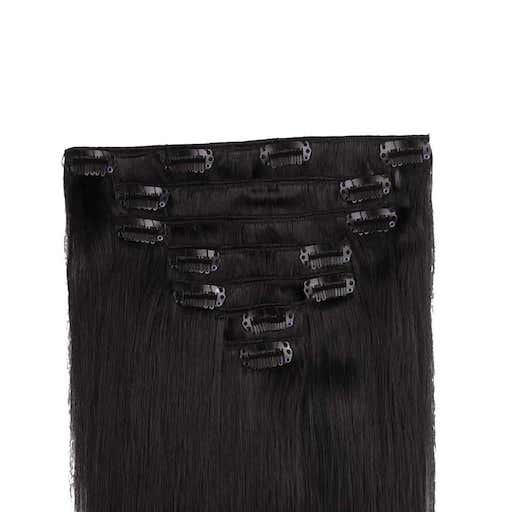 Lasni podaljški Clip On 60cm 160g 01 Jet Crna-0 Lasni podaljški Clip On 60cm 160g 01 Jet Crna-0